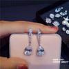 Brincos Femininos Longos para Todos os Fósforos Coreano Elegante Simples Atmosférico Flash Cristal Diamante S925 Prata Esterlina Socialite Europeia e Americana Luxo