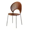 Silla de Comedor de Madera Nórdica, Silla con Forma de Concha, Taburete Vintage, Silla Simple para Uso Doméstico con Respaldo, Silla para Mesa de Comedor, Silla de Mesa de Centro Retro de Moda