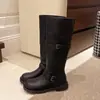 Hebilla de Cinturón Trendy Chica Picante Botas Largas Mujer 2026 Otoño/Invierno Nuevas Botas de Plataforma Altas Retro Botas de Caballero Vaquero Occidental
