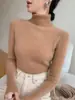 Suéter de Tricô Feminino Outono e Inverno Gola Alta Suéter de Tricô Feminino Suéter de Tricô de Manga Longa Emagrecedor Suéter Transfronteiriço Feminino