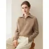 Suéter de cuello alto con media cremallera de cachemira pura para mujer, nuevo estilo otoño e invierno, tejido holgado y estilizado, top básico de manga larga