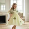 Exclusivo transfronterizo para vestidos formales de niña, mangas abullonadas, lazos, vestidos de princesa, temporada de bodas, vestidos de princesa para damas de honor, vestidos franceses