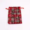 Bolsa de algodão xadrez de Natal para atacado transfronteiriço, bolsa para embalagem de kit de joias e presentes, bolsa de armazenamento com cordão para doces