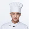 Sombrero Alto Blanco de Chef Poliéster-Algodón Hotel Restaurante Chef Trabajo Banda Elástica Ajustable Sombrero Rayado Tienda de Comida Rápida Sombrero