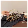 Nova Bolsa de Jantar Cross-Border 2025 Nova Moda Alta Qualidade Estampa de Leopardo Feminina Ombro Transversal Clutch