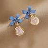 Pendientes de botón con lazo de piedra de ojo de gato brillante, plata S925, ligeros, de lujo, sencillos, de gran sentido, pequeños y frescos, con temperamento.