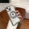 Capa de celular magnética com suporte de anel giratório é adequada para Samsung S24FE borda colorida transparente S23 tendência S24/A55