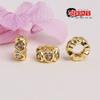Cuentas Espaciadoras de Agujero Grande de Zircón Color Corazón de Durazno Micropavé Rellenas de Oro de 14K Hechas a Mano Accesorios de Joyería DIY Pulsera Collar Cuentas de Rueda
