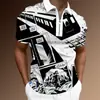 Nueva Camisa Polo Casual para Hombre de Verano Estilo Europeo y Americano Estilo Pintura a Tinta Impresión 3D Solapa Manga Corta Cremallera