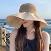 Chapéu de Pescador com Aba Larga Estilo Coreano, Xale, Chapéu de Sol de Malha para Viagem de Verão, Chapéu de Sol Pequeno Respirável para Exterior com Palha, Mostrando o Rosto