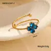 Anillo Abierto de Acero Inoxidable con Temperamento de Trébol de Cuatro Hojas Transfronterizo Europeo y Americano Anillo Luz Anillo Joyería de Mano de Moda de Lujo de Gama Alta Venta al por Mayor