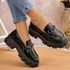 Zapatos de Mujer Negros, Zapatos Casuales Antideslizantes, Zapatos de Cuero de Primavera, Zapatos de Moda para Mujer que Aumentan la Altura, Mocasines de Plataforma de Suela Gruesa, Modernos