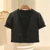 Estilo Minimalista Renda Design Princesa Verão Novo Camisa de Manga Curta Feminina Mangas Bufantes Rejuvenescedor Doce Método Superior