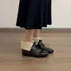 Botas Curtas de Veludo Forradas com Solado Plano Retrô, Uso Dupla Face, Zíper Frontal, Botas Slim, Botas Martin Femininas, Botas Quentes de Algodão com Bico Redondo