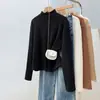 Camiseta de manga larga con cuello alto de forro polar de doble cara para talla grande, nuevo estilo de otoño para mujeres de talla grande, top interior adelgazante y que realza la figura para mujeres