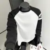 Nuevo Jersey de Punto de Moda Camiseta Base para Hombre Primavera y Otoño 2025 Sudadera de Cuello Redondo con Bloques de Color Casual Versátil para Hombre