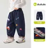 Calça Casual de Outono para Meninos Dudu Jeans Casuais Infantis para Meninas Calças Cargo para Bebês Calças Compridas para Meninas Roupa Infantil
