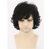 Peluca Corta Rizada para Hombre con Flequillo Lateral Cabello Corto Fibra Sintética Peluca de Cabeza Completa Peluca Esponjosa Fabricante Transfronterizo de Comercio Exterior Europeo y Americano Venta al por Mayor
