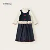 Ropa para Niños Bangxuan Primavera y Otoño Ropa Infantil Conjunto para Niñas Falso Dos Piezas Camiseta de Manga Larga Pantalones de Pierna Recta Conjunto de Dos Piezas para Niños Pequeños Moderno