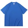 Camiseta de algodón puro de 260 g, cuello pequeño, color liso, con logo estampado, marca de moda, manga corta, verano, unisex, nueva, cuello redondo