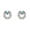 Pendientes Redondos de Perla con Forma de Corazón Azul, Suaves y Versátiles, Estilo Francés, Exquisitos y de Moda, Lujo Ligero, Diseño Simple, Pendientes para Mujer