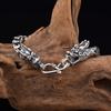 Pulsera de plata de ley S925 de doble escama de dragón al por mayor, plata tailandesa retro, tendencia nacional, pulsera de personalidad antigua con cierre de hebilla S