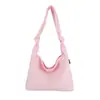 Bolsa Plissada Bolha Cor Macaron Primavera e Verão, Bolsa de Ombro de Cor Sólida Grande Capacidade, Bolsa de Tecido Simples Fresca e Suave para Mulheres