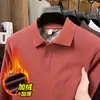 Nuevas Camisas Polo de Invierno para Hombre con Cuello de Solapa y Forro de Felpa para Hombres Jóvenes y de Mediana Edad, Tops Gruesos y Cálidos para Hombre