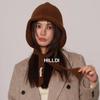 Gorro Pasamontañas estilo coreano Sombrero de lana a la moda Sombrero de punto cálido para otoño e invierno Sombrero con correa para combinar con todo Protección para las orejas