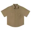 Camisa de trabajo de manga corta estilo "old money" de verano sureño para hombres y mujeres, camisa informal holgada retro americana de media manga, moderna