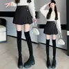 Shorts femininos estilo Chanel, novas calças-saia de lã para outono e inverno, calças de cintura alta, perna larga e corte bootcut, calças-saia abotoadas como peça de sobreposição