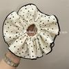 Anillo para el cabello de intestino grueso de doble capa blanco con puntos de onda grandes, elegante retro, cuerda para envolver la cabeza, cuerda para el cabello francesa simple y elegante