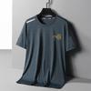 Camiseta Masculina de Manga Curta de Verão Seda Gelada Respirável Camiseta Masculina de Manga Curta Gola Redonda Camisa Básica Casual Versátil Bonita Camiseta Curta