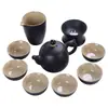 Juego de té de cerámica negra estilo japonés traje de té tetera vintage con asa lateral oferta especial regalo caja de regalo exquisita juego de cerámica Dehua