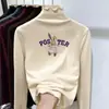 Top estiloso de outono para meninas, de veludo alemão dupla face, com babados, camada base, gola alta discreta, para crianças mais velhas, peça externa casual e quente