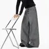 Pantalones Casuales de Cuadros Retro Americano para Mujer Hombre Verano Tendencia Marca Simple Multibotón Pierna Ancha Sueltos con Caída Hasta el Suelo