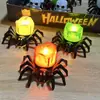 Novo Ornamento de Vela Eletrônica Luminosa de Caveira de Aranha Controlado por Controle Remoto para Halloween para Criar uma Atmosfera Festiva