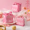 Nueva Caja de Dulces para Boda Estilo Francés Flor Pájaro Nicho Flor Hoja Cuadrada Papel Caja Vacía Caja de Dulces de Compromiso