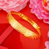 Pulsera de imitación de lujo de moda 24k oro dragón y fénix lisa para mujer pulsera de empujar y tirar estilo étnico puesto pulsera de oro