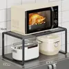 Estante Superior de Almacenamiento para Refrigerador Puerta Doble Estante Retráctil de Múltiples Capas para Encimera de Cocina Almacenamiento para Horno de Microondas y Condimentos