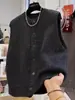 Colete Tricot de Lã 100% Puro Gola Redonda Outono Estilo Europeu Feminino Camada Base Camiseta Sem Mangas Top de Lã