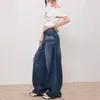 Jeans Lavados Scimitar Estilo Americano para Mujer, Invierno 2025 Nuevos Sueltos Casual Rectos Pierna Ancha Caídos Largo hasta el Suelo Modernos
