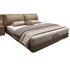 Oreja de Elefante Piel Genuina Cama Moderna Simple Dormitorio Principal Cama Grande Cama Doble Caja Alta Almacenamiento con Cajones Minimalismo Italiano