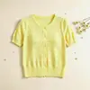 Nueva camiseta de punto elegante de manga corta de verano, estilo Chanel, ajustada, elegante, rejuvenecedora, hermosa, para mujer