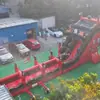 Escorregador Aquático Inflável Grande para Exterior, Combinação de Escorregador e Piscina, Resistente ao Sol e ao Desgaste, Adequado para Áreas Cênicas e Parques de Diversão