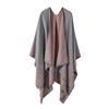 Moda Otoño e Invierno Europea y Americana Clásico Versátil Chal de Punto Tulipán Estilo Pastoral Bufanda con Abertura Capa para Mujer