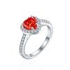Novo anel de amor em formato de coração com corte Flame Ice Flower de 1 quilate em prata de lei 925, joia colorida de luxo de alta qualidade, diamante de alto carbono para mulheres