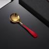 304 Internet Red Spoon Aço Inoxidável Tableware Faca e Colher Garfo Hotel Western Steak Faca Sobremesa Round Spoon Garfo logotipo imprimível
