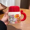 Taza de Agua Cerámica Tom y Jerry Taza de Chica Linda Taza para Oficinista Oficina Taza de Café de Aspecto Elegante