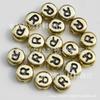 Miçangas de letras planas pretas com fundo dourado 4*7mm Material para pulseira infantil DIY 100/saco